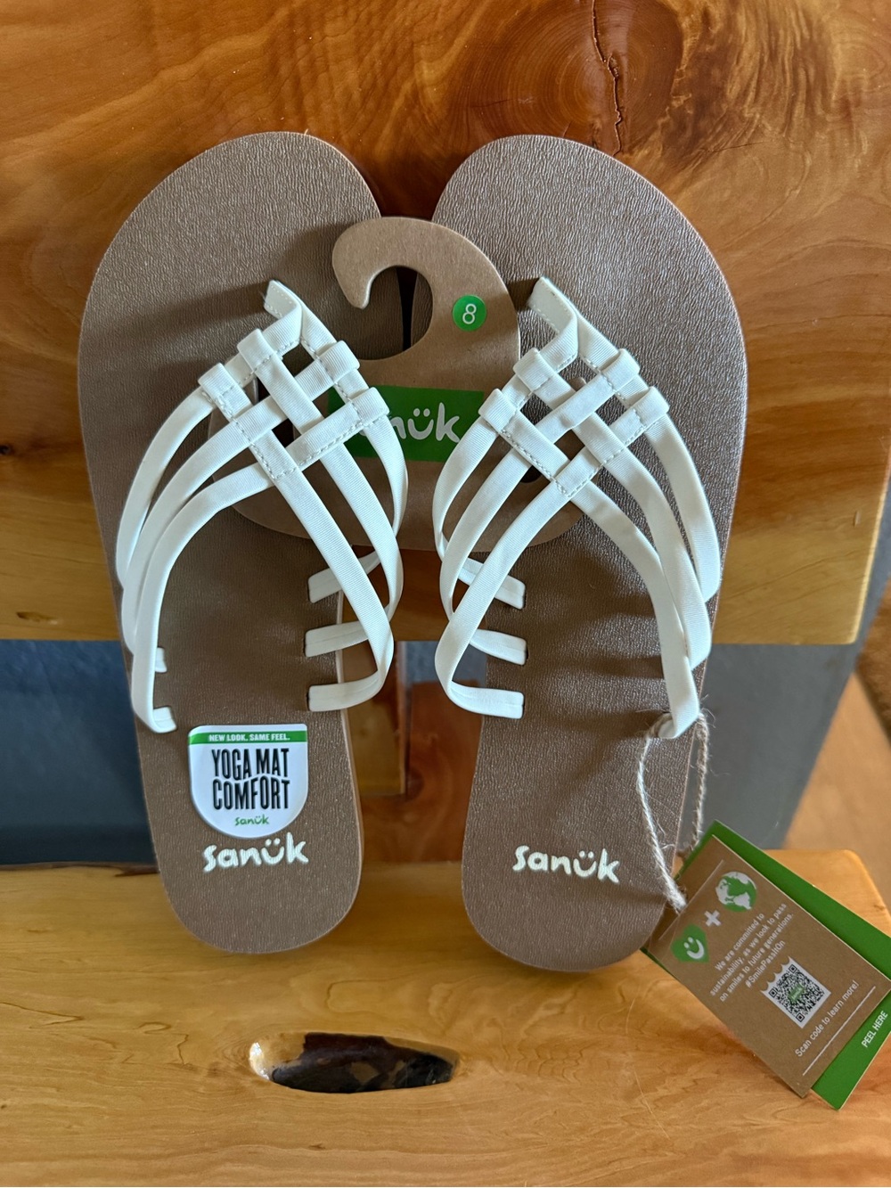 Sanuk Women's White Multi-Strap Yoga Mat Comfort Sandals